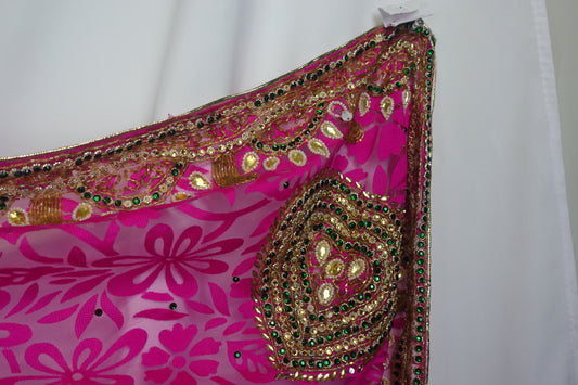 Handwork Net Saree: Pink